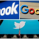 FILE PHOTO: A combination photo from files of Facebook Google and Twitter logos